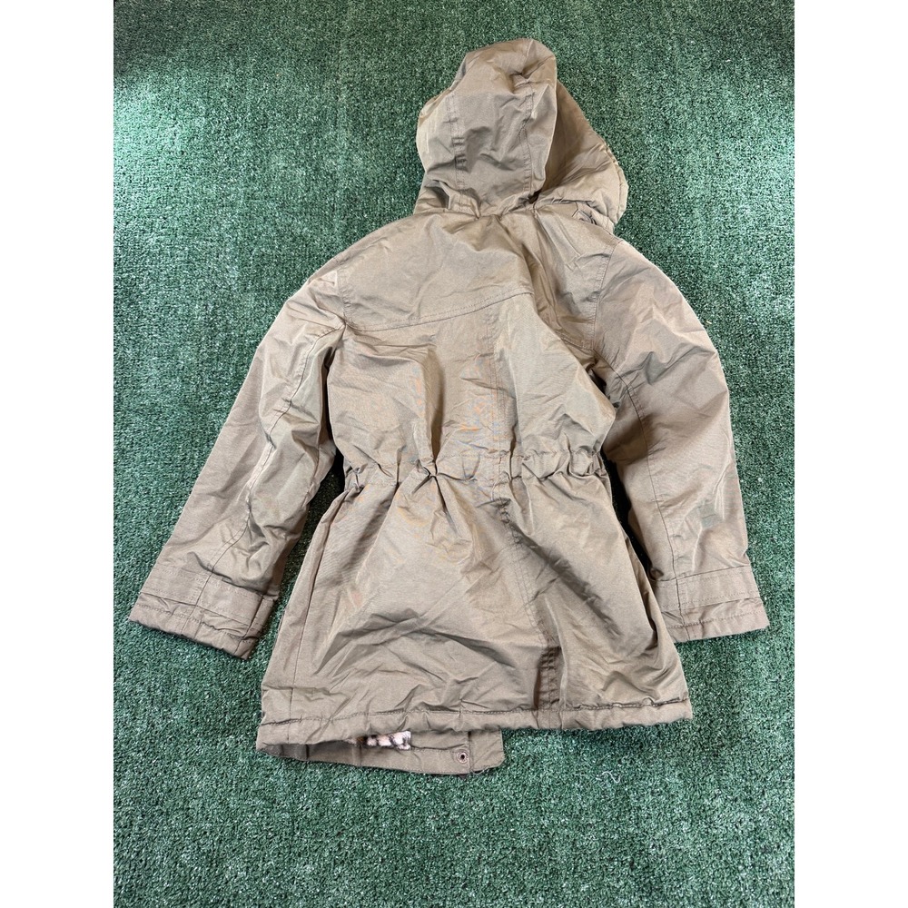 Urban Republic Girls Olive Parka Leopard Faux Fur Hood Jacket Size M 10/12